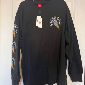 Icecream Black Long Sleeve Tee with Graphic Design